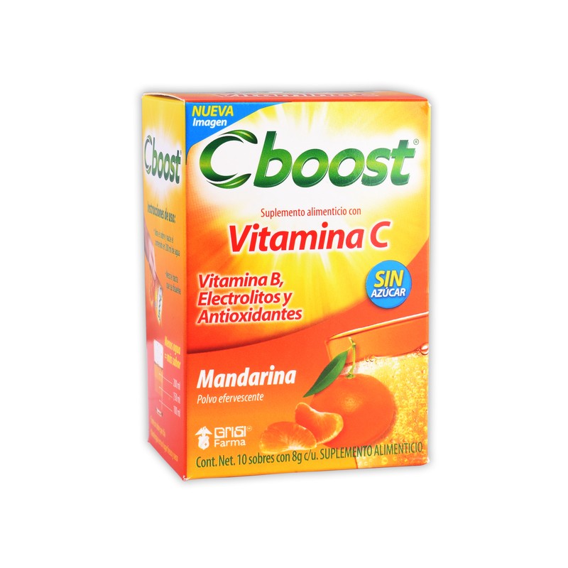 C-boost pvo. eferv. caja c/10 sobres c/8 g. c/u sabor mandar