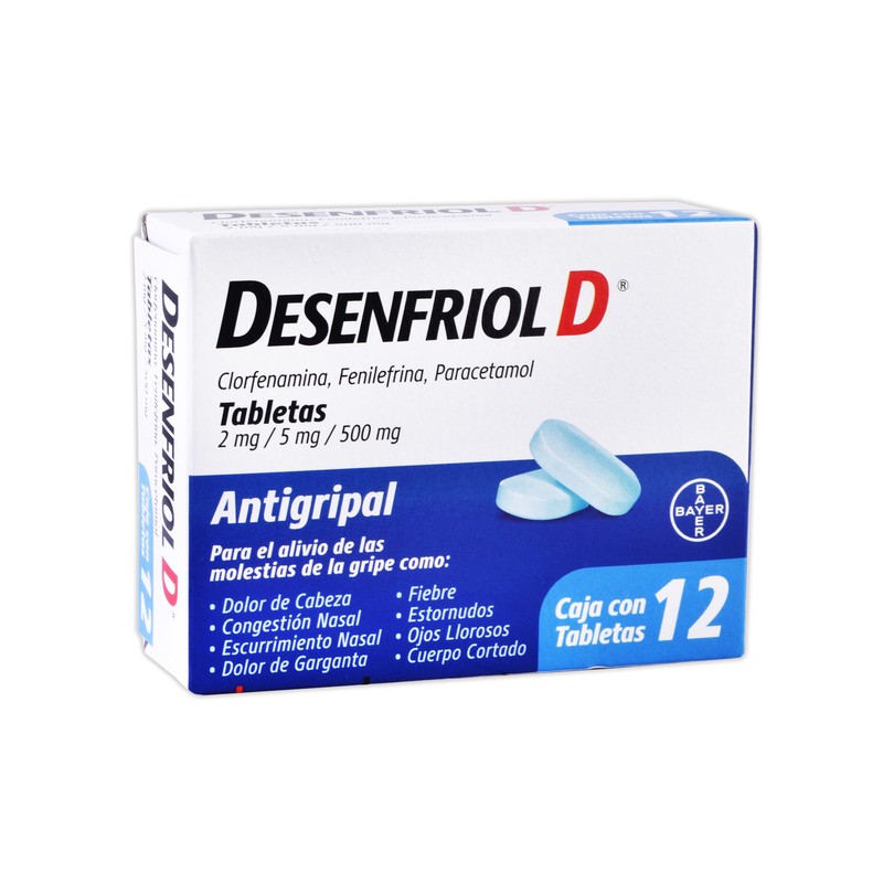 Desenfriol-d c/12 tabs. 500/5/2 mg.