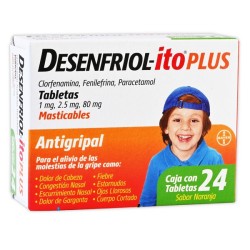 Desenfriol-ito plus c/24 tabs. sabor naranja 80/2.5/1 mg.
