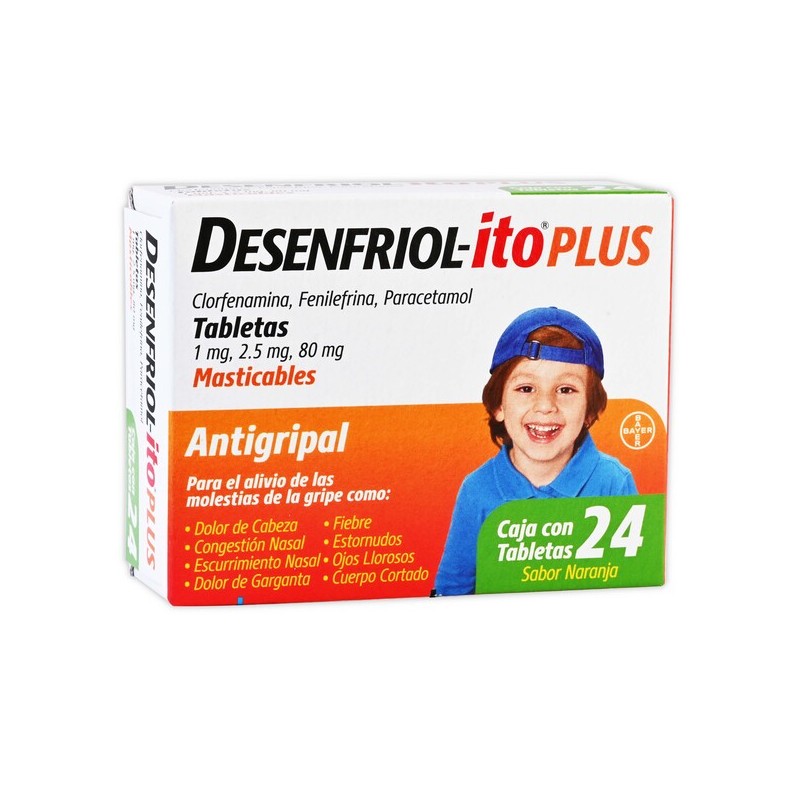 Desenfriol-ito plus c/24 tabs. sabor naranja 80/2.5/1 mg.