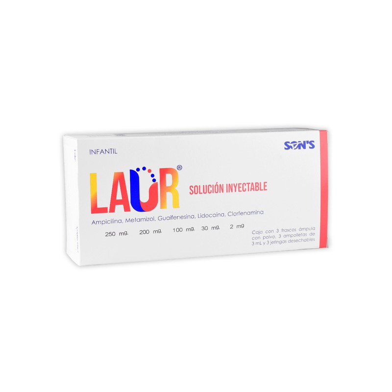 Laur infantil sol. iny. c/3 fco. amp. 250 mg. y 3 jeringas.