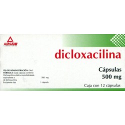 Dicloxacilina c/12 caps. 500 mg. amsa
