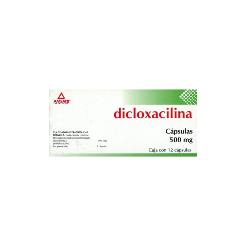 Dicloxacilina c/12 caps. 500 mg. amsa