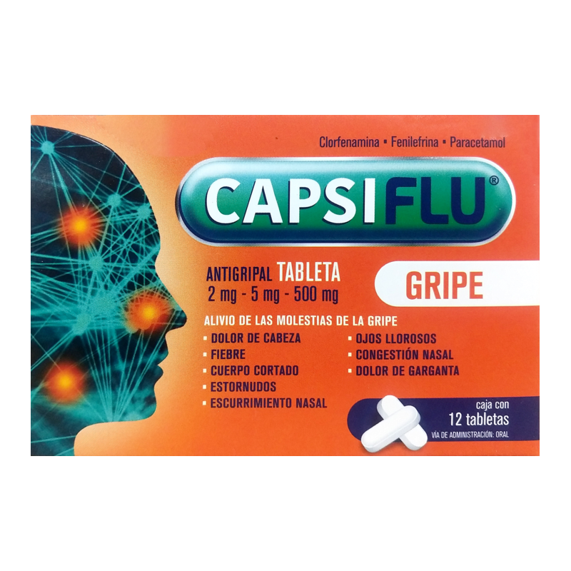 Capsiflu gripe tab. 500/5/2 mg. caja c/12