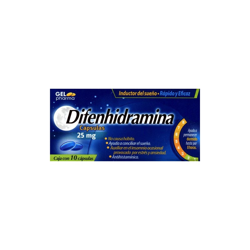 Difenhidramina c/10 caps. 25 mg.