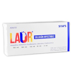 Laur adulto sol. iny. c/3 fco. amp. 500 mg. y 3 jeringas.