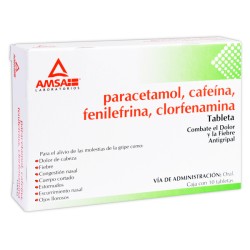 Paracml/cafna/fenlna/clrfenmina c/10 tabs. 500/25/5/4 mg.
