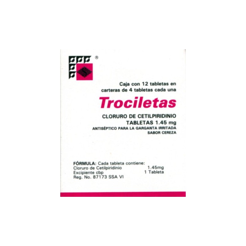 Trociletas c/3x4 tabs. cereza 1.45mg.