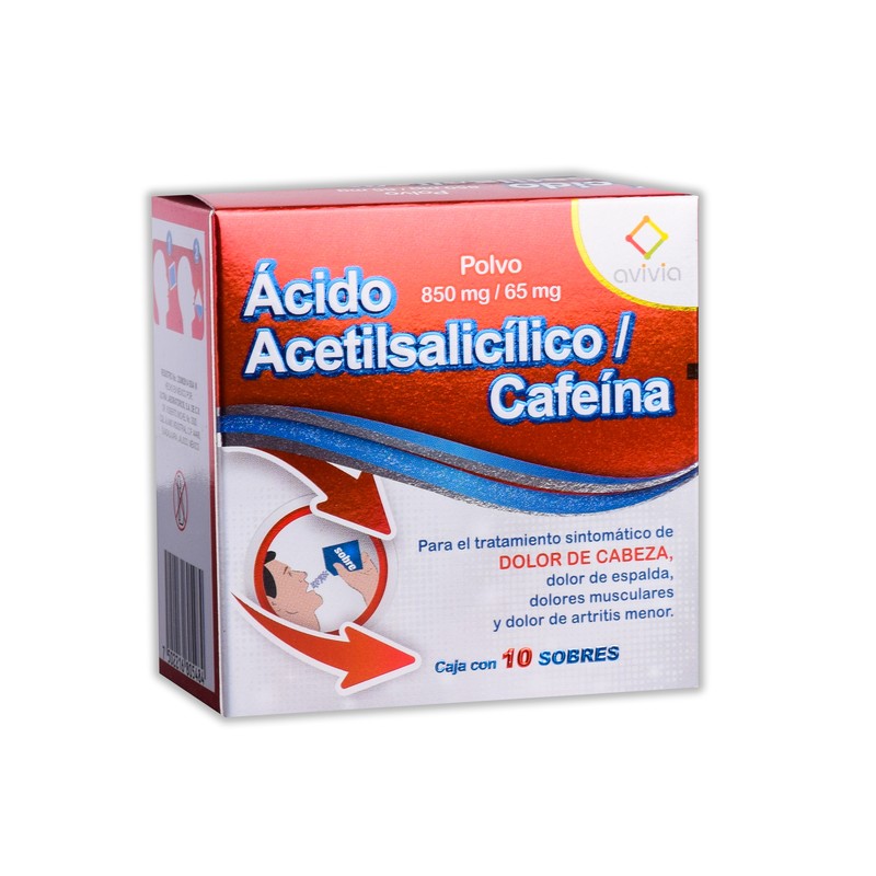 Acido acetilsalicilico cafeina avivia rojo sobres